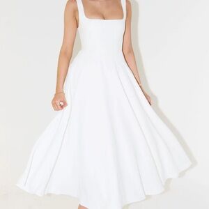 Whitney Square Neck White Midi Dress